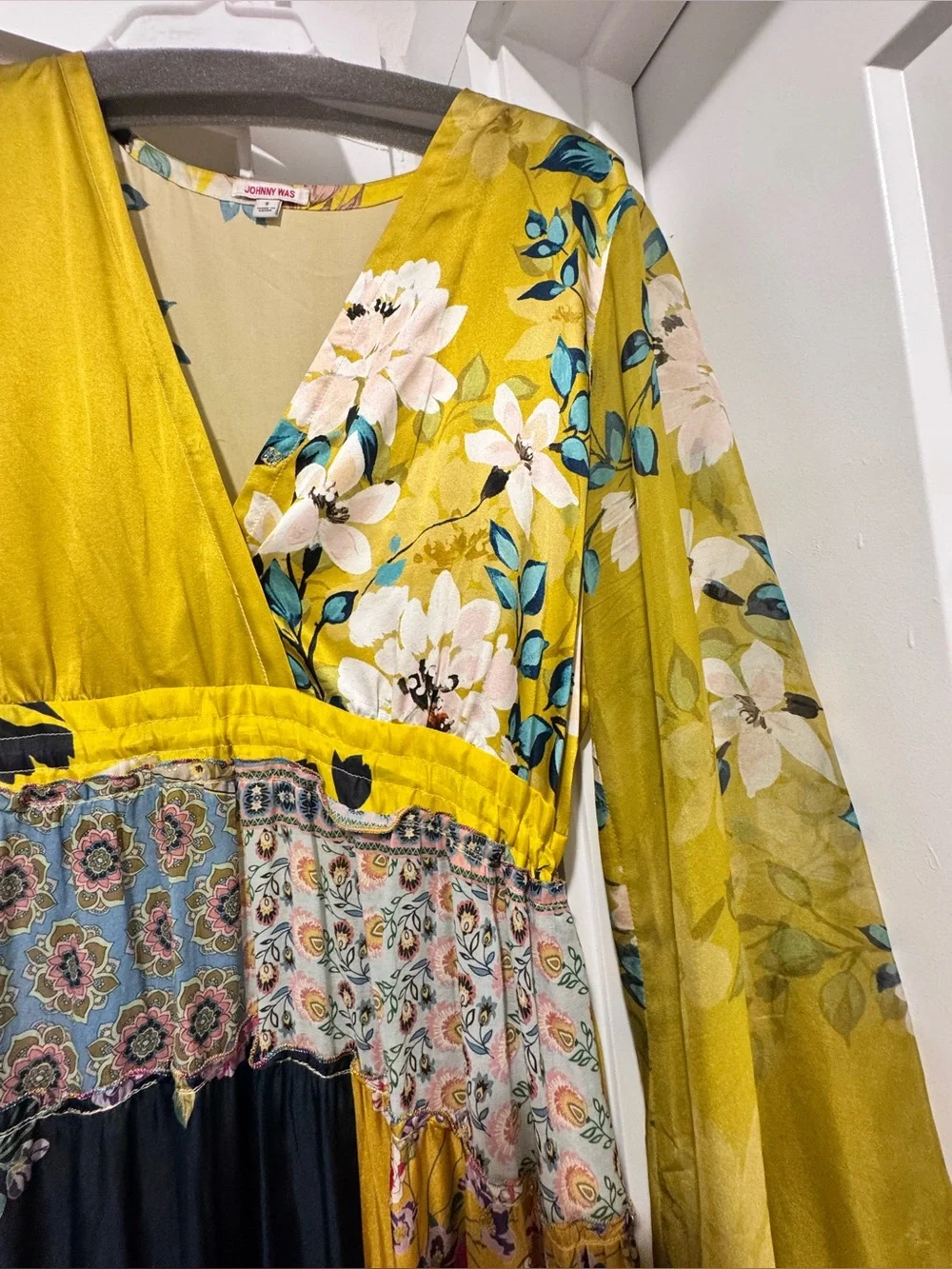 Johnny Was Bohemian Patchwork Maxi Dress in Yellow - Floral Mix - Picture 3 of 9